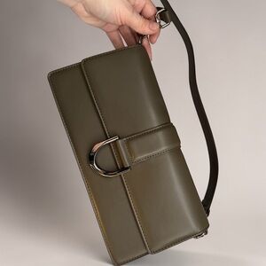 Olive Green Leather Shoulder Bag